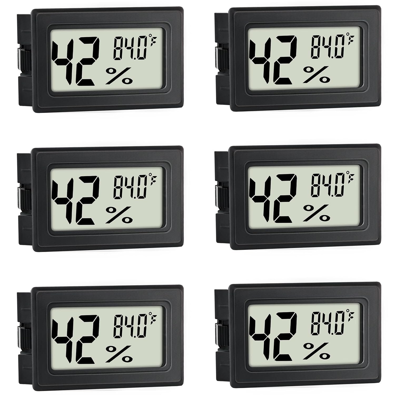 EWPJDK Mini Hygrometer Indoor Humidity Meter Hygrometer Thermometers 4 Pack Humidity Meters Gauge Hygrometer Mini Digital Thermometer Hygrometer for Humidors, Greenhouse, Garden, Cellar (6)