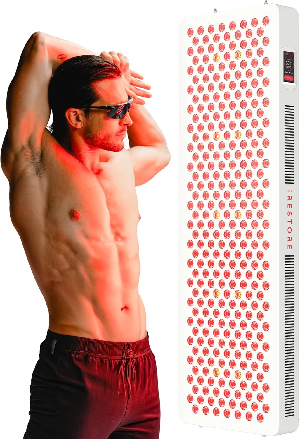 iRESTORE Apex 1500 Red Light Therapy for Body Panel, 8 Wavelengths, 1500W 300 LED Near Infrared Light Panel for Face, Joints & Body, Supports Relaxation, and Everyday Self-Care