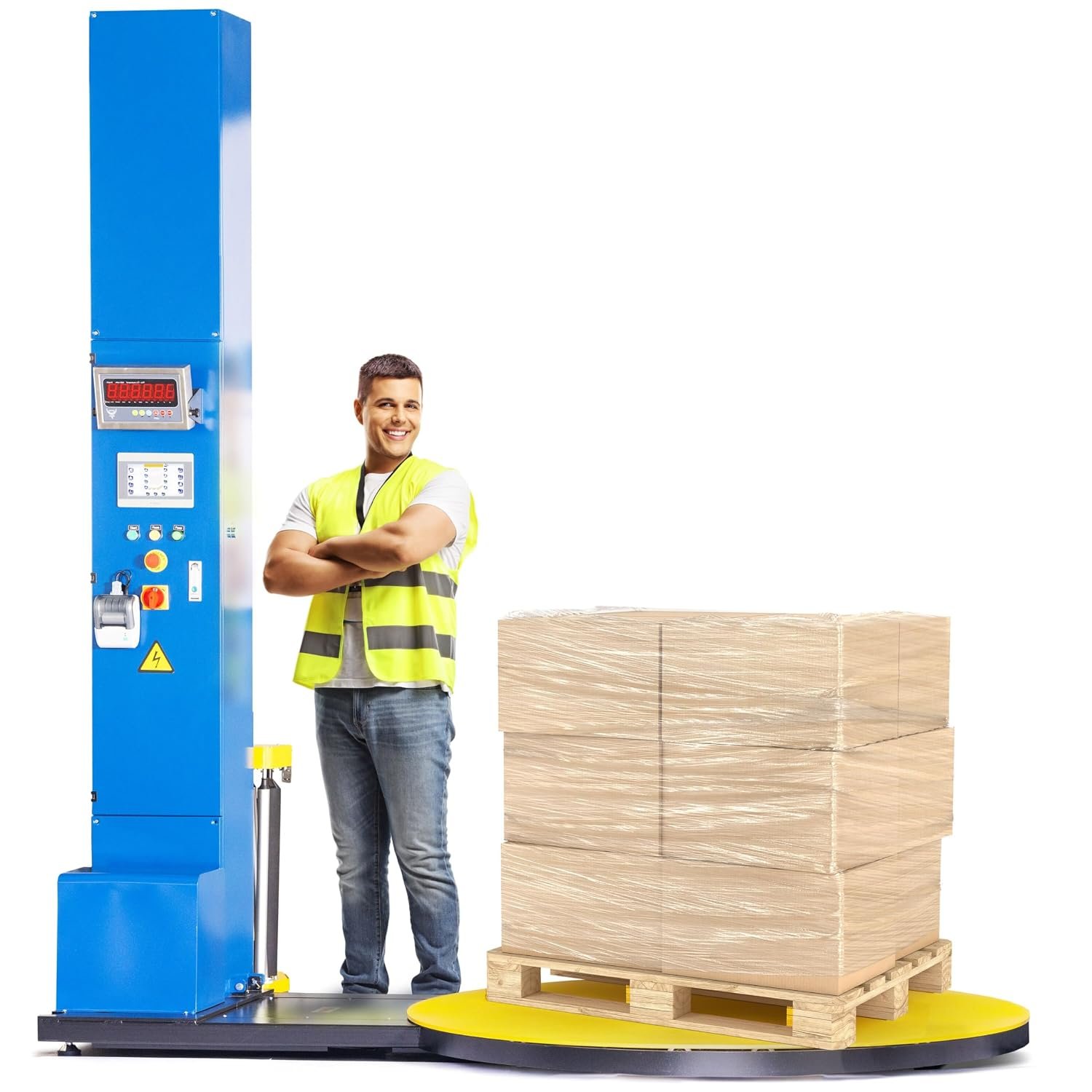 PEC Pallet Wrapping Machine Industrial Shrink Wrap Machines with Built-in Scale
