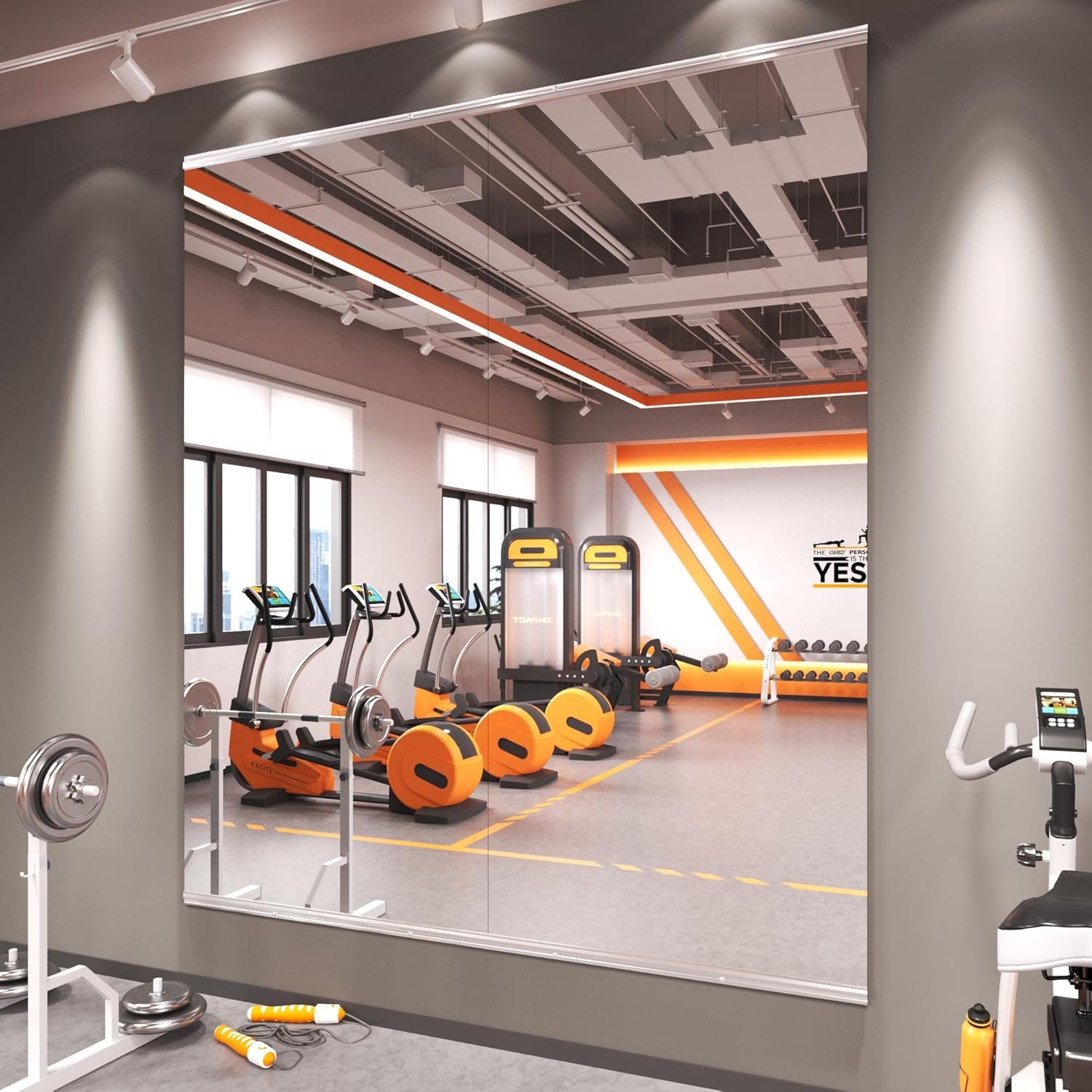 Amorho 72”x32”(Each)-2PCS Gym Mirror, Tempered Glass, Frameless Full Body Mirror for Home, Yoga Studios, Dance Rooms, Garage Gyms.