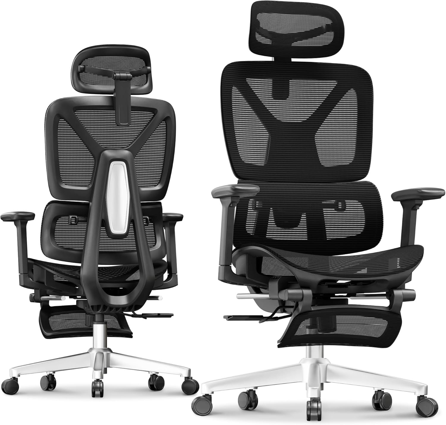 FLEXISPOT ErgoX Premium Ergonomic Office Chair with Footrest – Adjustable 3D Armrests, Dynamic Lumbar Support, Recline & Tilt Function, Mesh Seat, for Home & Office Use, Black