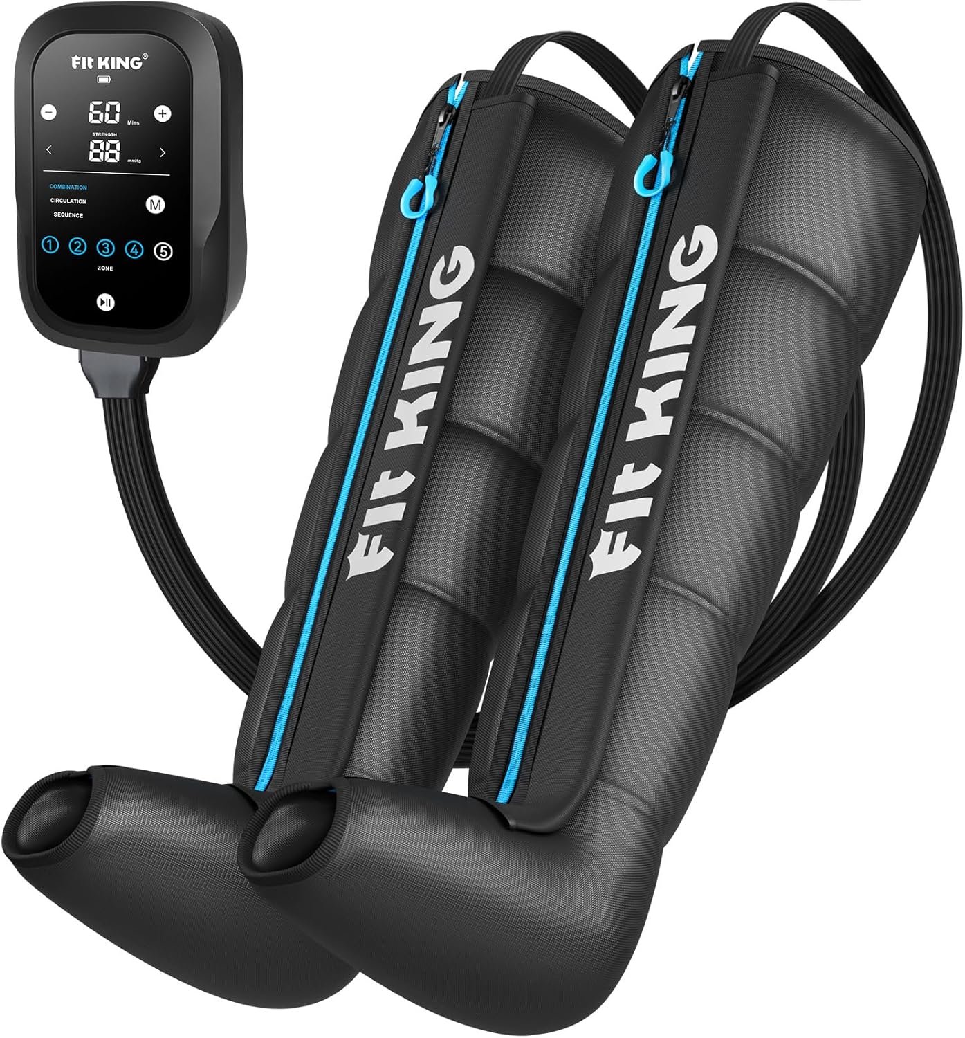 FIT KING Upgraded Leg Massager Recovery Boots, Professional Air Compression Recovery System for Circulation & Athlete-Level Fast Recovery, Cordless Rechargeable Compression Boots (Medium)