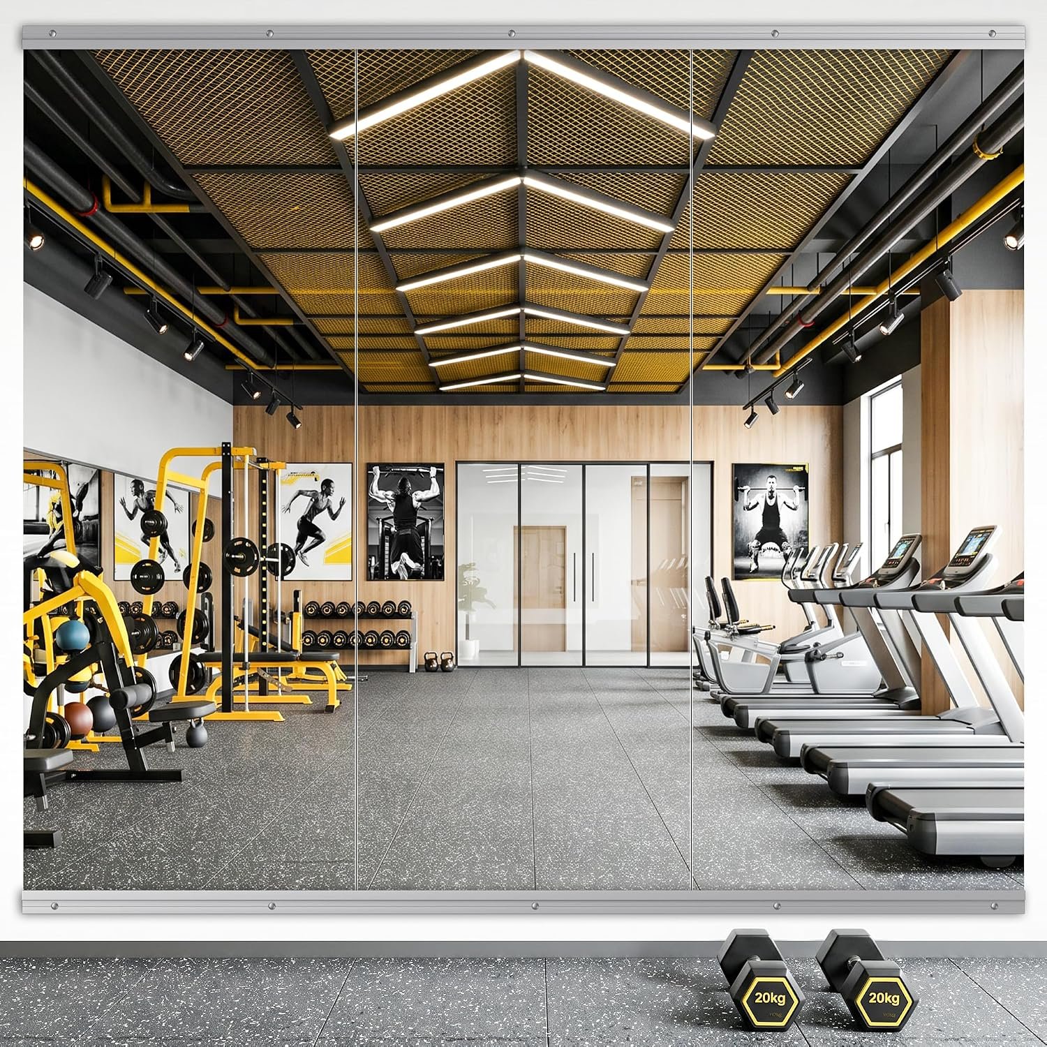 63X24 3Pack Large Home Gym Mirror | Frameless Tempered Glass Dance Wall Mounted Mirror for Home, Yoga, Dancing, Studio, Living Room
