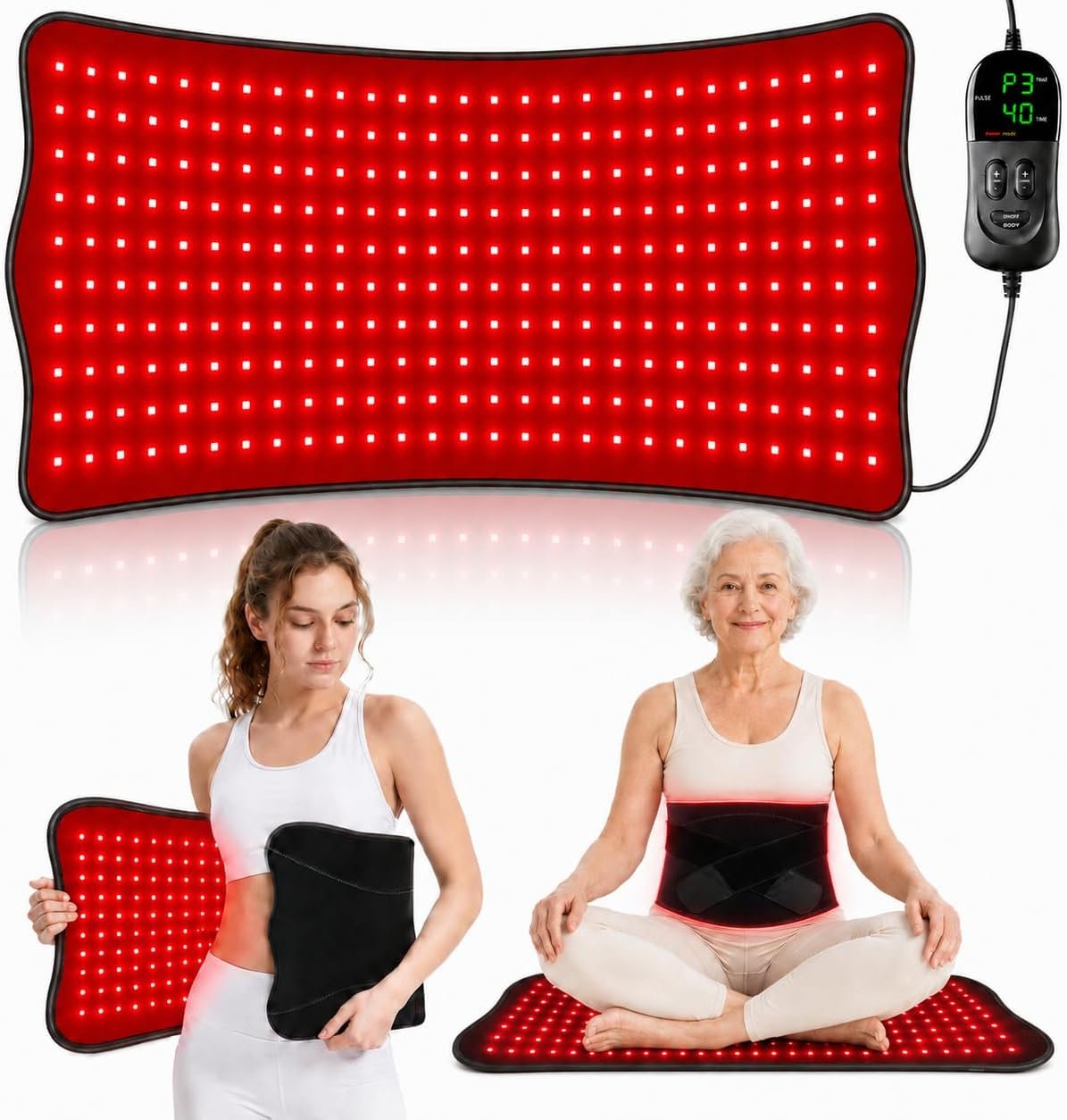 33” x 14” Red Light Therapy Mat for Body, Large Near Infrared Light Therapy Pad with 320 LEDs for Pain Relief, 660nm & 850nm Home Red Light Therapy Blanket for Back Belly Knee Joints Muscle