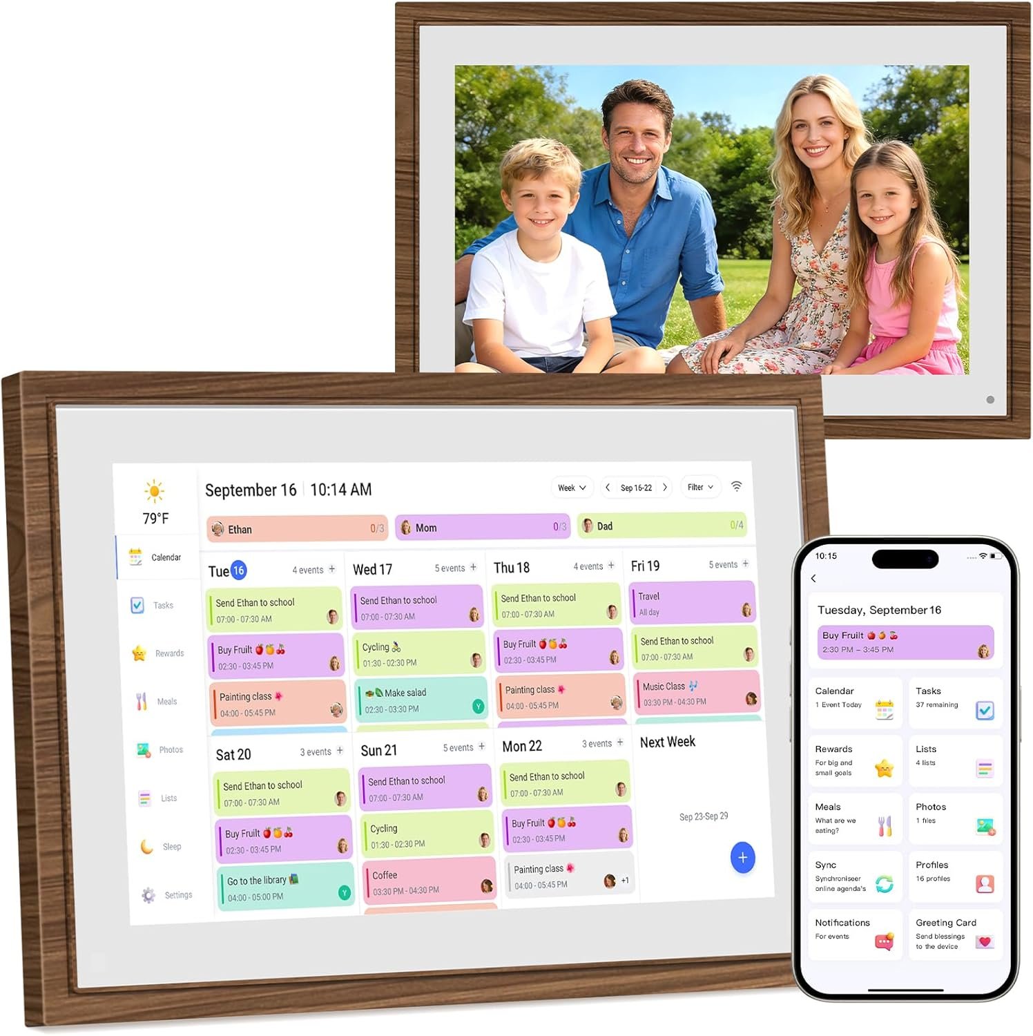 10.1 Inch Digital Calendar Chore Chart with Touchscreen – Full HD Interactive Display, Wall & Desk Mountable Family Planner, to-Do List & Meal Planner, Digital Picture Frame Gifts for Women Mom