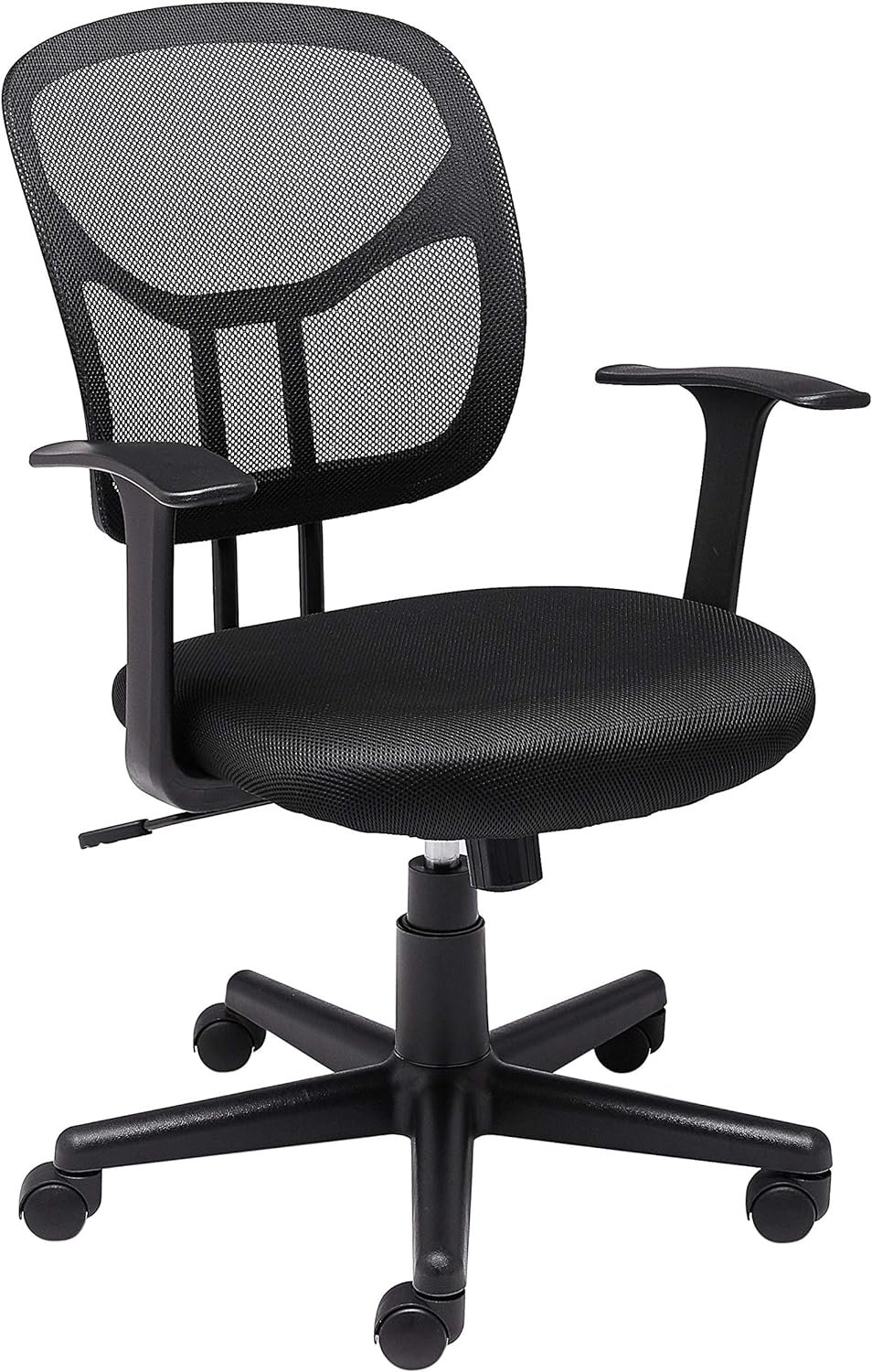 Amazon Basics Breathable Mesh Mid-Back Office Desk Chair with Armrests, Lumbar Support, 360-Degree Swivel, Adjustable-Height, Black