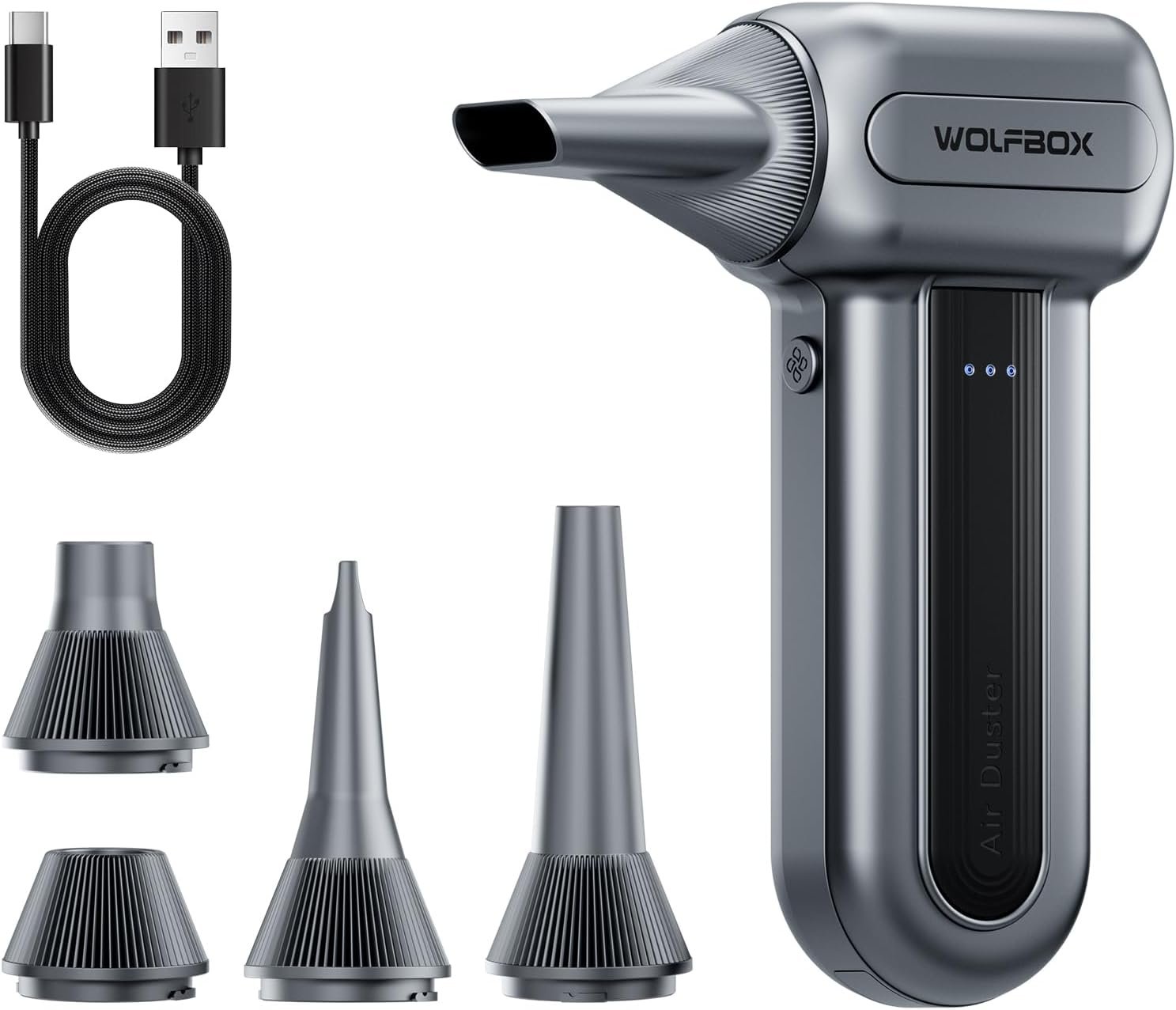 WOLFBOX MF70 Compressed Air Duster, 3-Speed Adjustable, Electric, Cordless